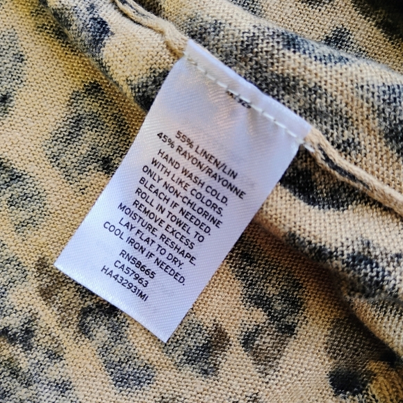 Halogen Linen Blend Leopard Print Long Line Open Front Cardigan Plus Size 1X - Picture 8 of 11